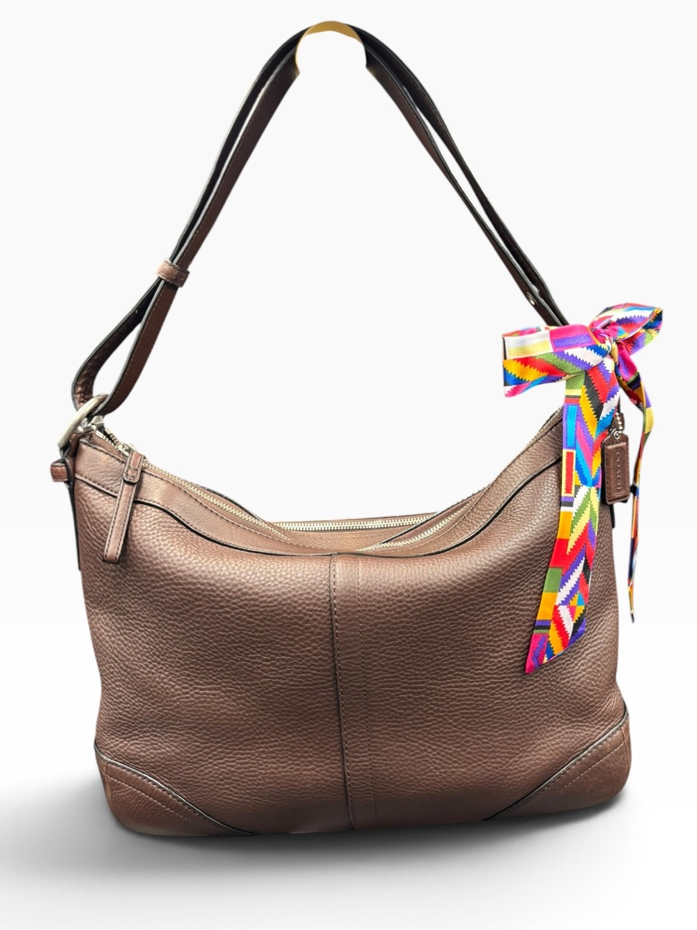 Coach F12823 Plum Eggplant Pebbled Leather Hobo Shoulder Bag Y2K 2008